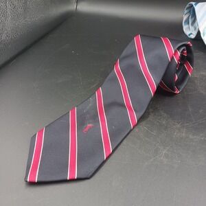 Yves Saint Laurent Tie Striped Black / Red Vibrant Logo Vintage YSL NY Paris